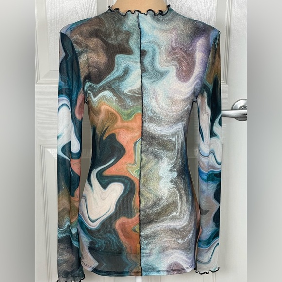 GILDED INTENT‎ | Sheer Marble Mesh Top | Size Medium - Picture 15 of 16